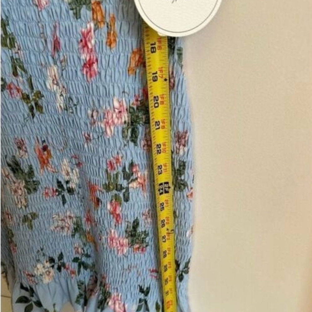 Milk & Honey Blue Floral bodycon and ruffled mini dress. Medium. NEW - Picture 3 of 8